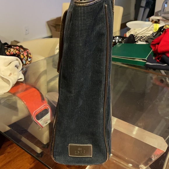 Rafe Navy Corduroy with strip decor large bag with many compartments inside NWOT - Picture 6 of 8